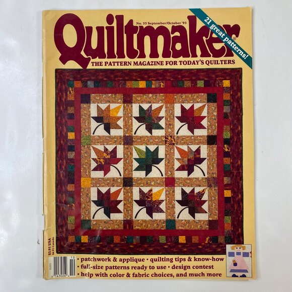Quiltmaker Magazine Issue No. 33 Sept/Oct 1993 21 Great Patterns Techniques Tips - Picture 1 of 5